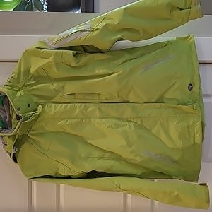 Women's Large Lime Green Rain Jacket with Hood